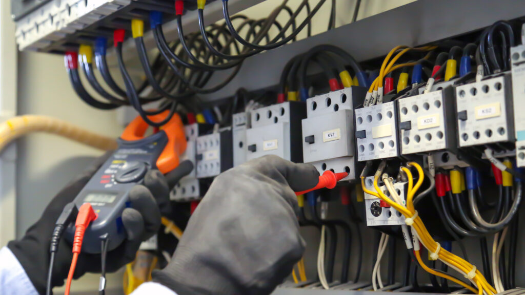 Industrial electrical site — building facade A.V