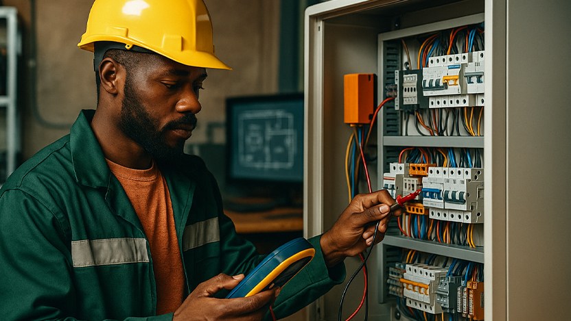Electrical engineering — technicians on site