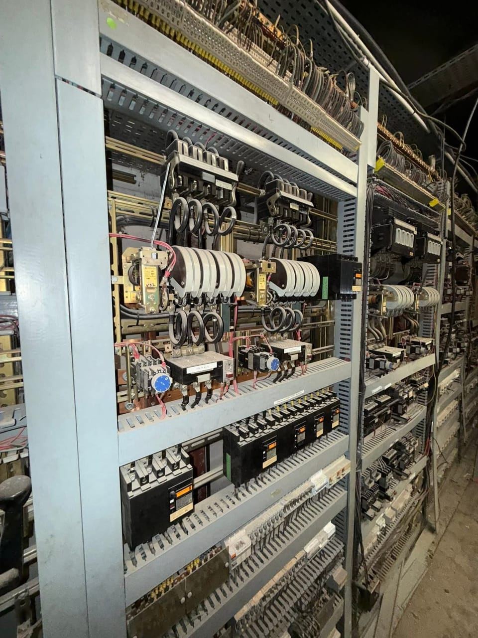 Large electrical cabinet — relays, contactors, industrial wiring