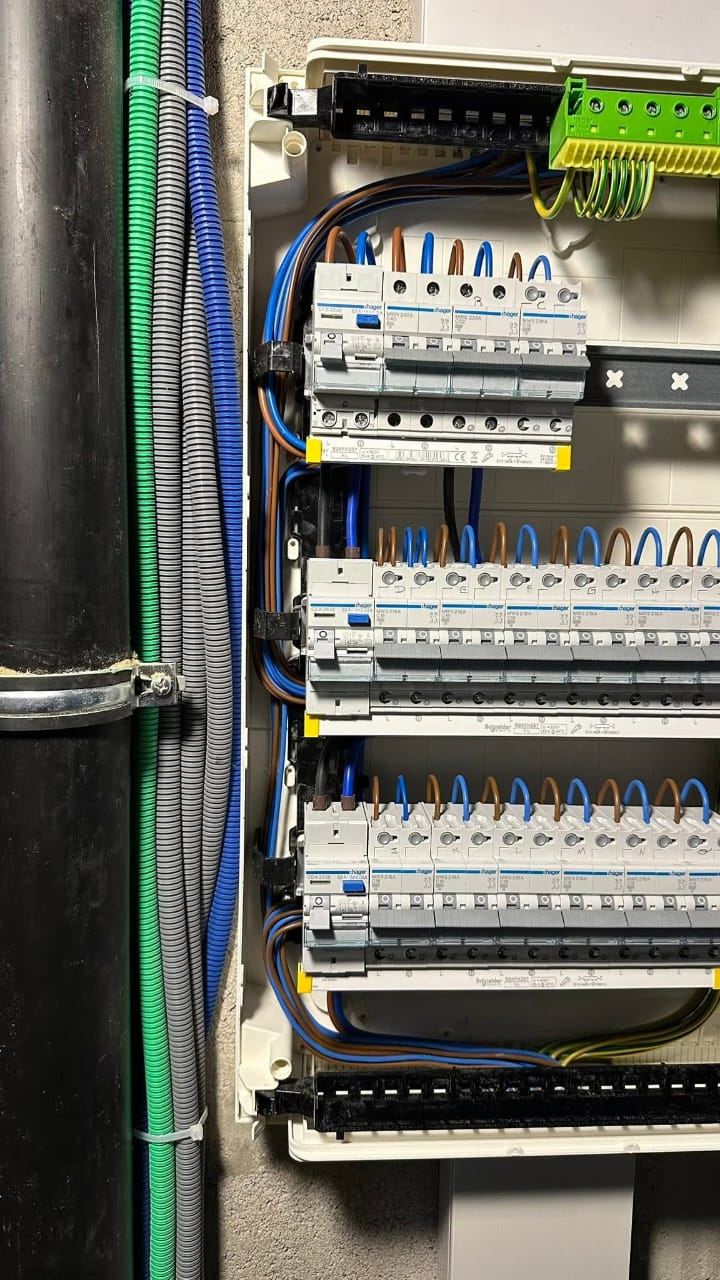 Industrial electrical panel — circuit breakers and wiring